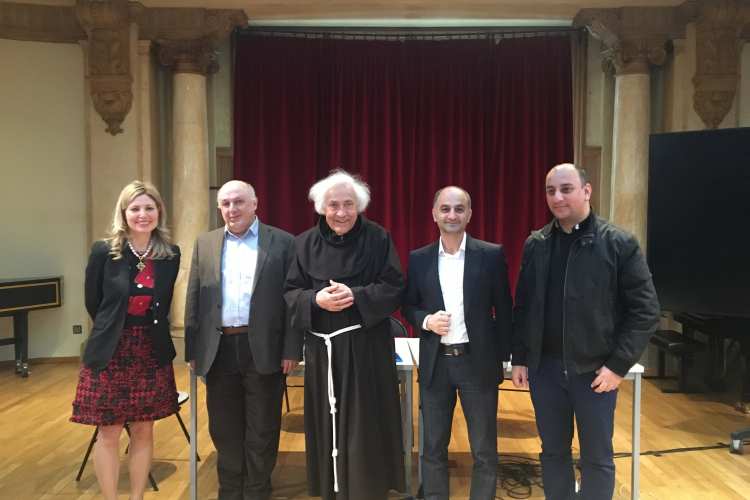 The organisers of the Musicological Conference on Syriac Traditions - Xavier Bouvier (HEM), Armando Pierucci (LPF), Véronique Nebel (FLP), Polus Gajo (HEM) ©VN